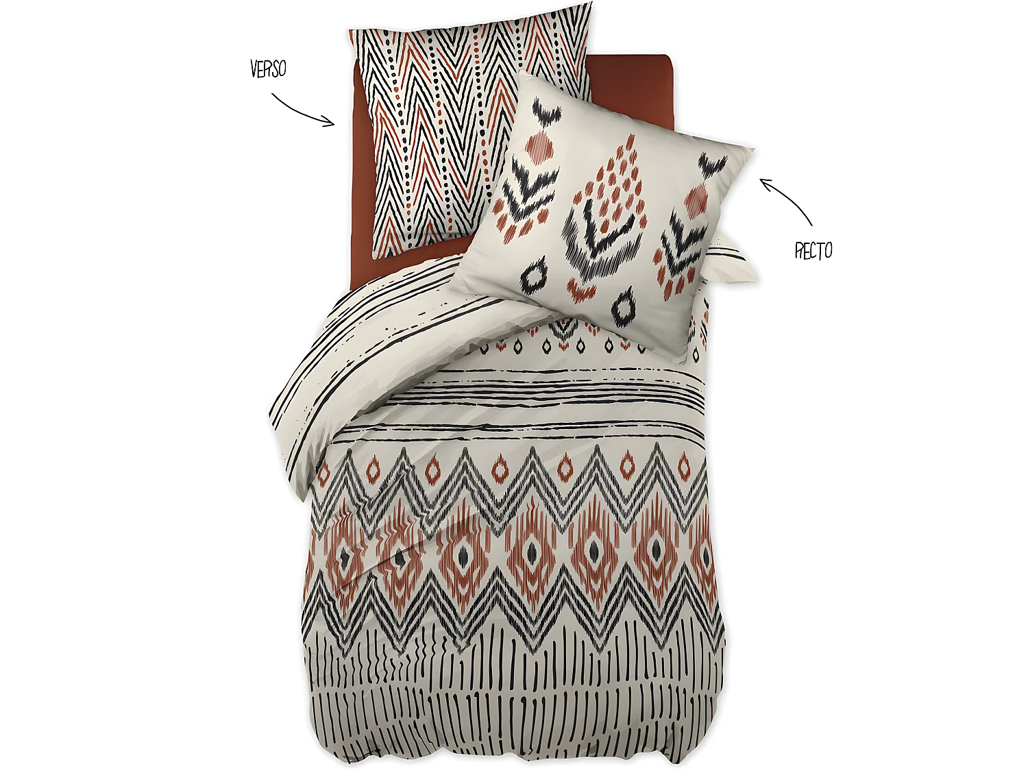 Parure de couette 140 x 200 "Minots" Réversible 100% Coton / 57 Fils/cm²