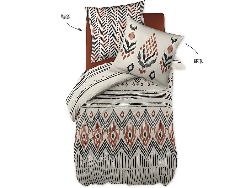 Parure de couette 140 x 200 "Minots" Réversible 100% Coton / 57 Fils/cm²