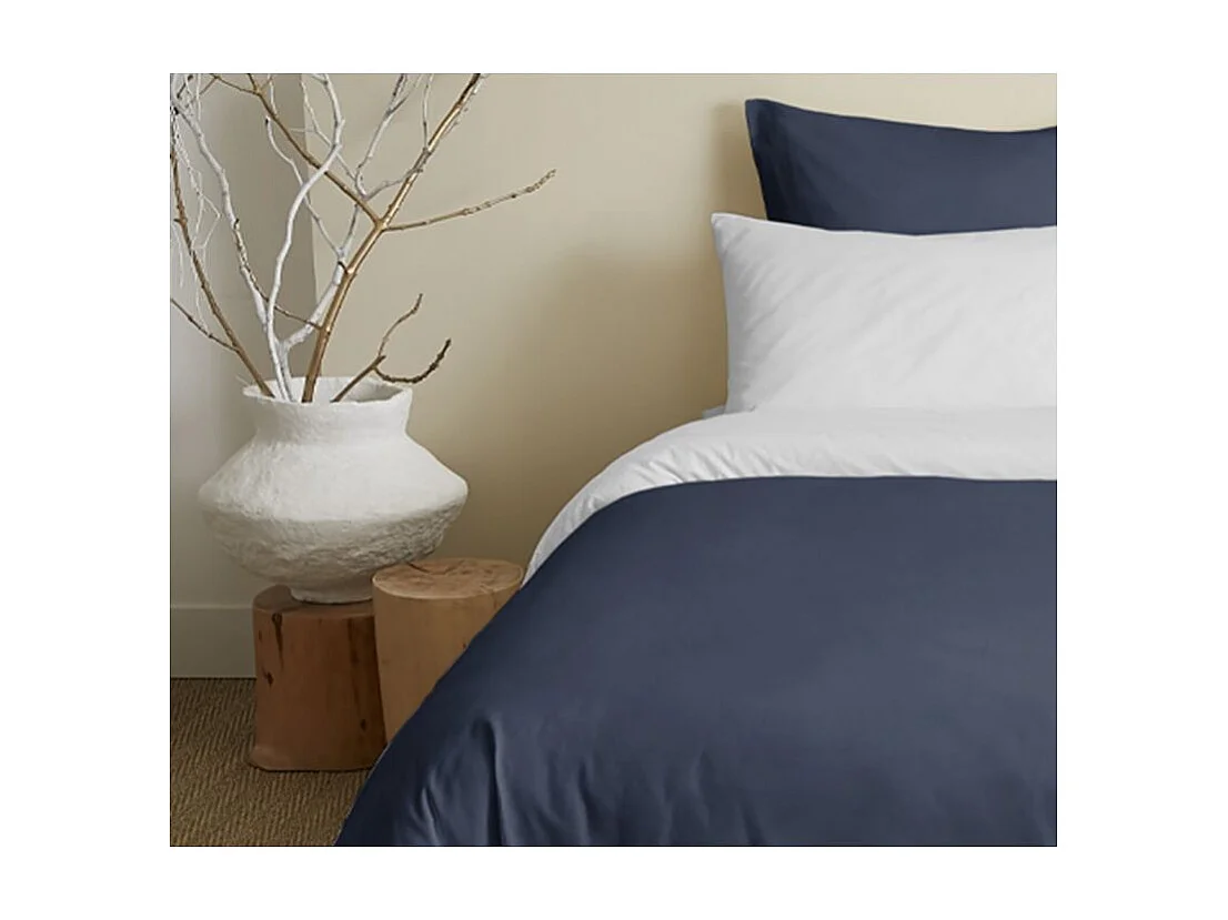 Pack complet 6 pièces Marine/Blanc réversible housse de couette pour lit 180 x 200 cm "King size"