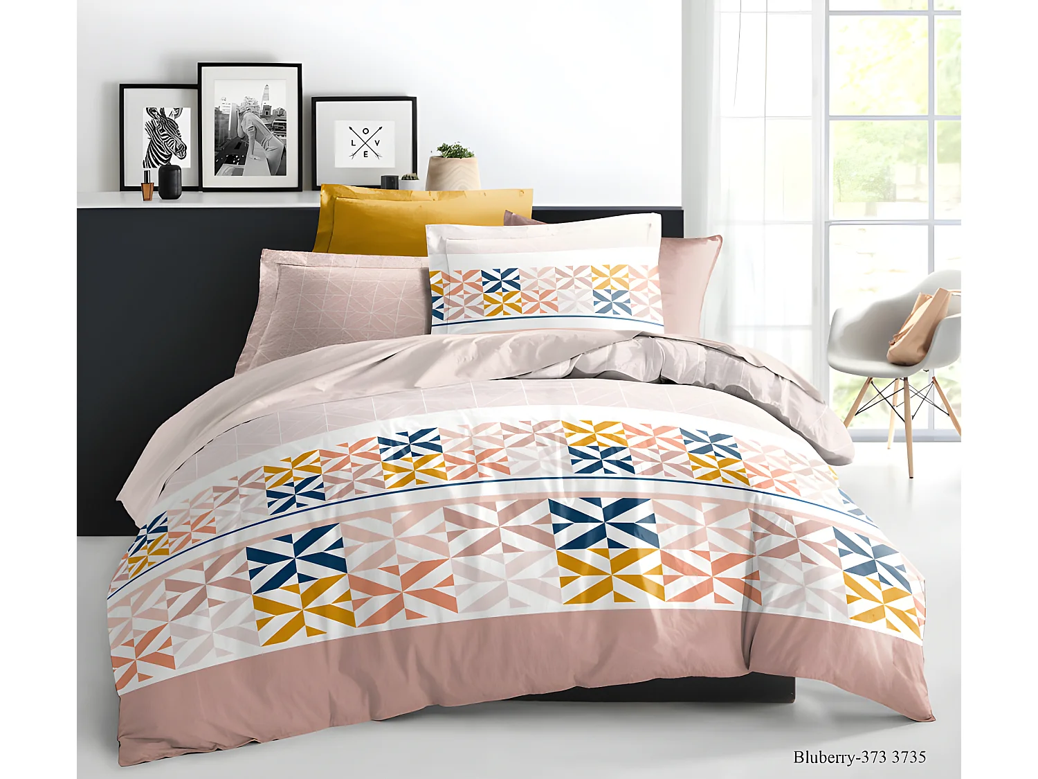 Parure de draps 4 pièces Bluberry pour lit 140 x 190 cm 100% coton / 57 fils/cm²