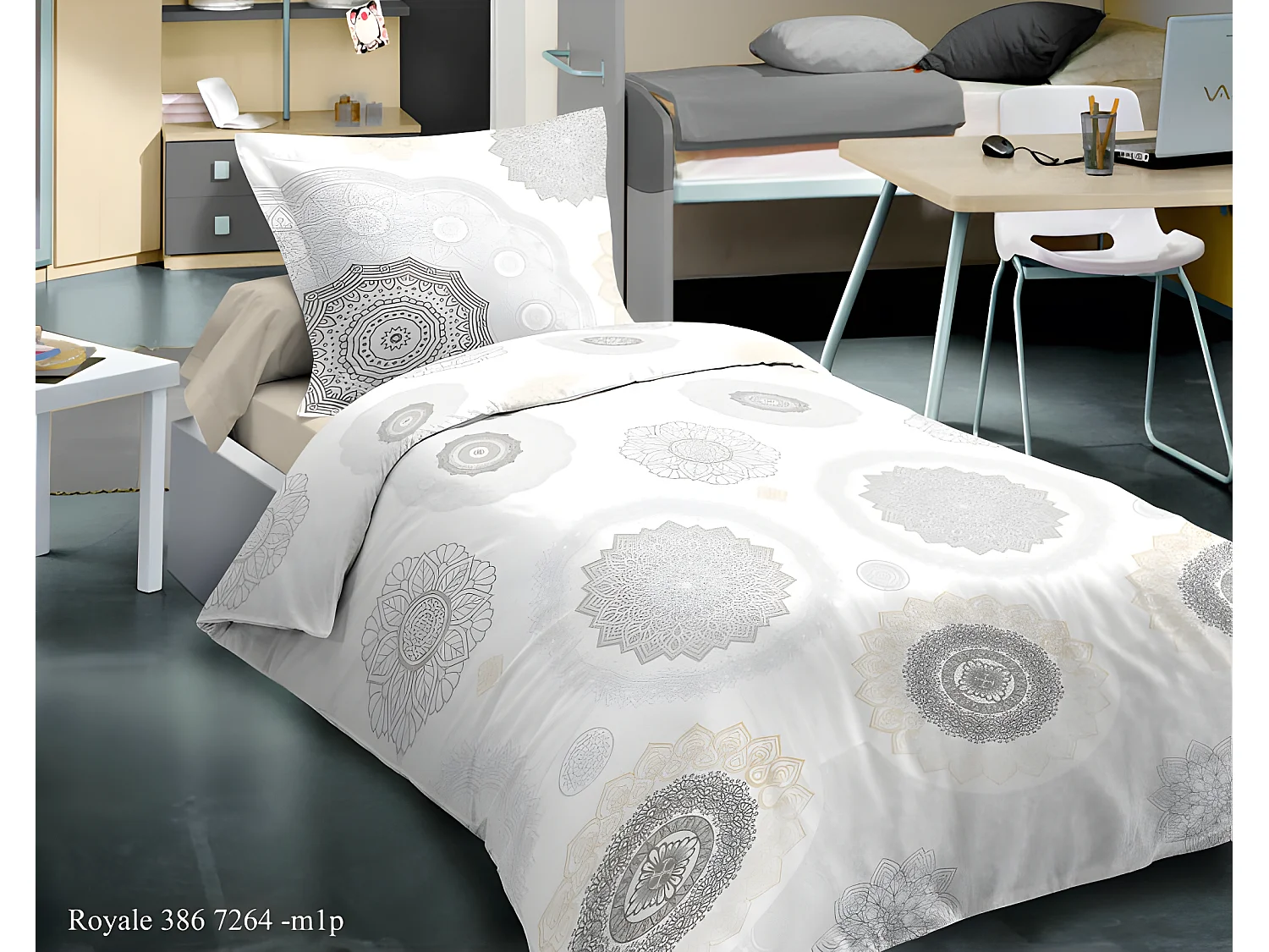 Pack complet Royale housse de couette pour lit 90 x 190 cm 100% coton / 57 fils/cm²