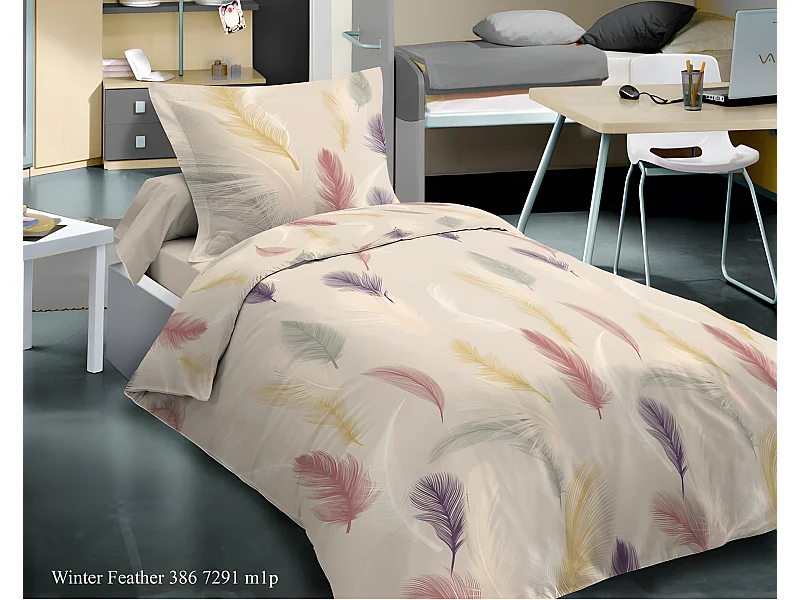 Pack complet Feather housse de couette pour lit 90 x 190 cm 100% coton / 57 fils/cm²