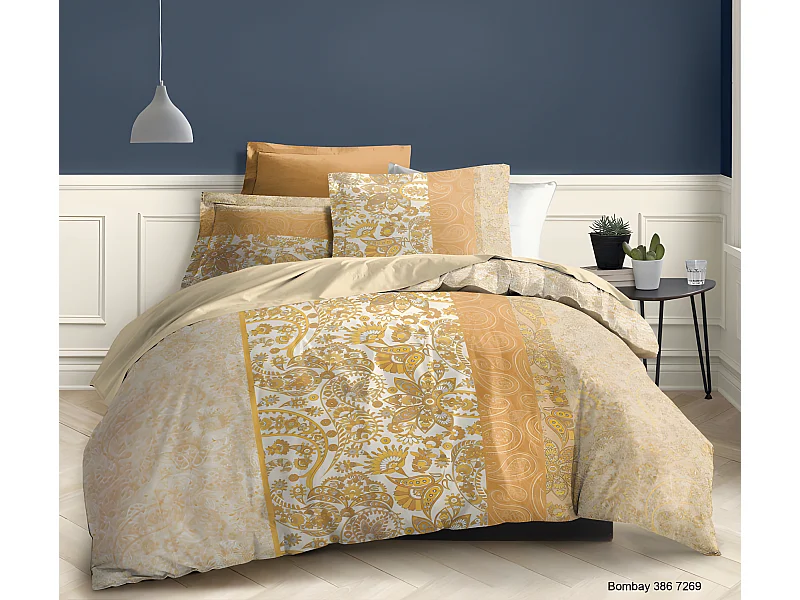 Pack complet Bombay housse de couette pour lit 160 x 200 cm 100% coton / 57 fils/cm²