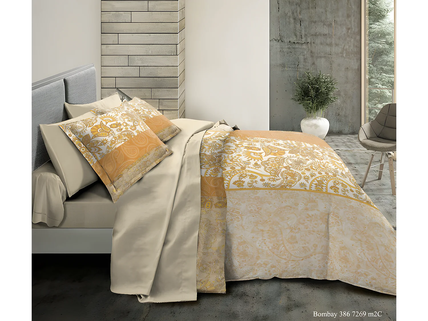 Pack complet Bombay housse de couette pour lit 160 x 200 cm 100% coton / 57 fils/cm²