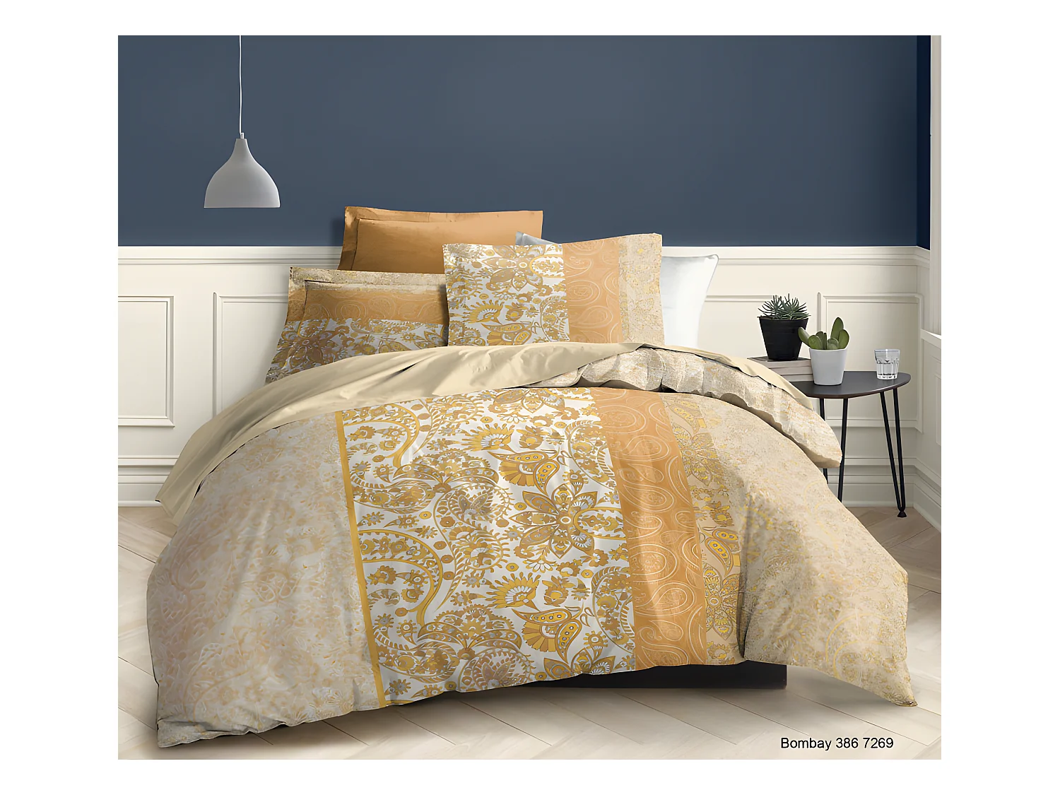 Pack complet Bombay housse de couette pour lit 160 x 200 cm 100% coton / 57 fils/cm²