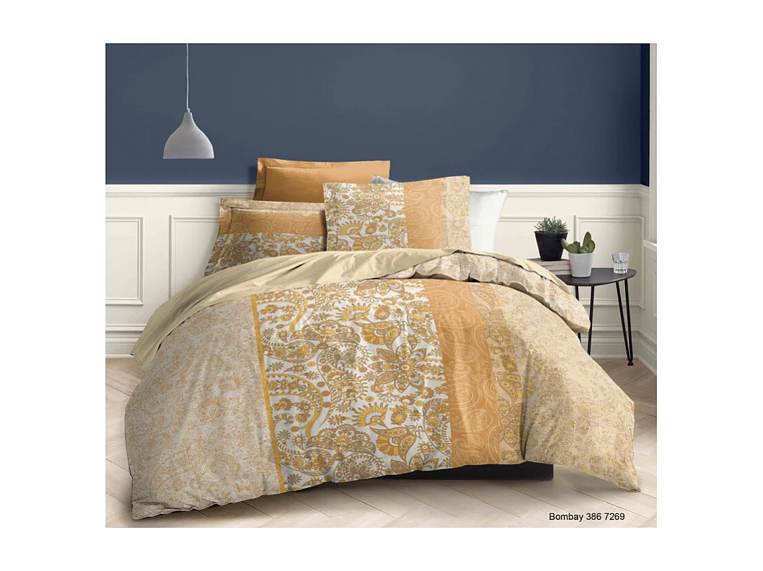 Pack complet Bombay housse de couette pour lit 140 x 190 cm 100% coton / 57 fils/cm²