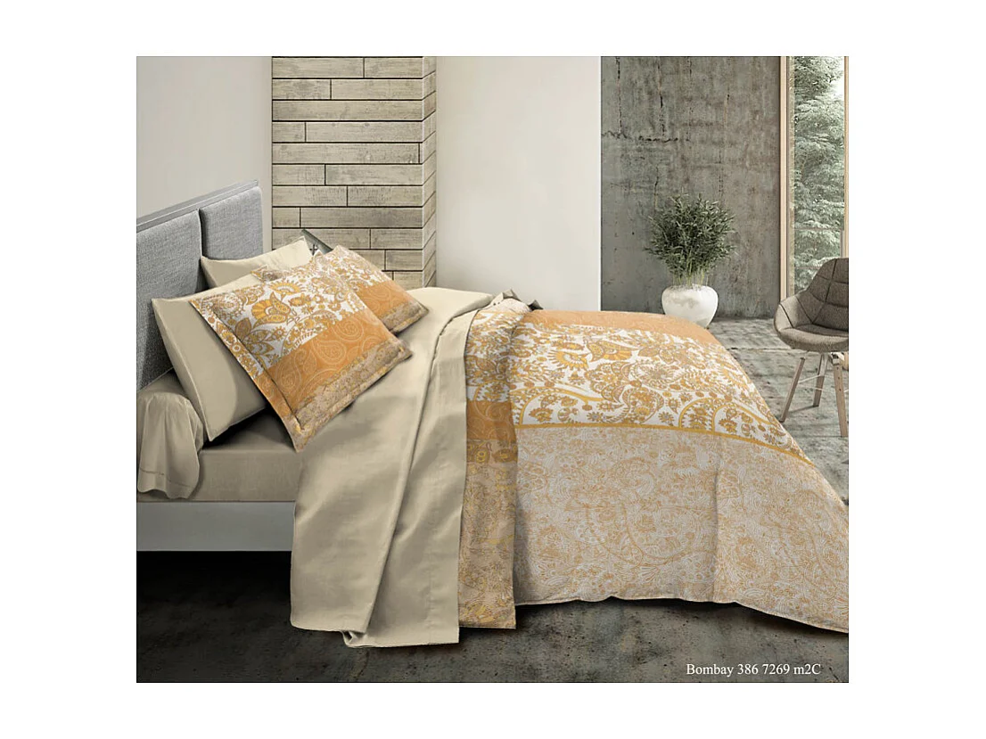 Pack complet Bombay housse de couette pour lit 140 x 190 cm 100% coton / 57 fils/cm²