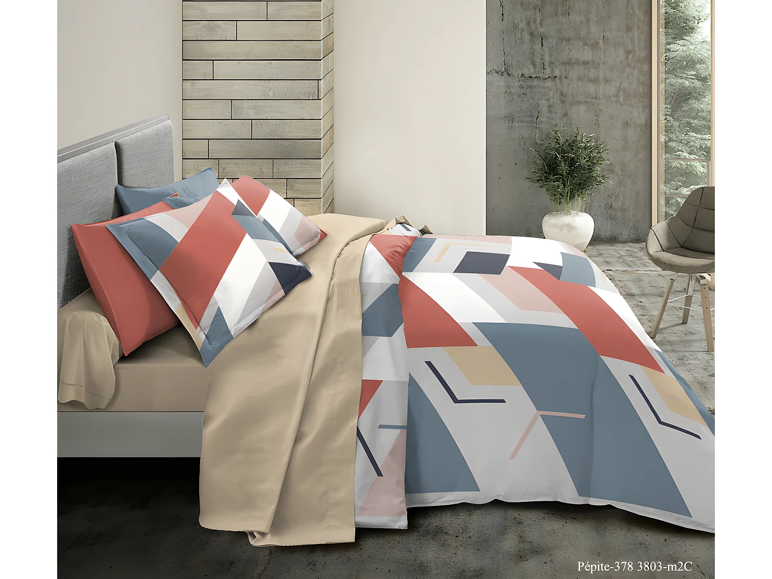 Pack complet Pepite housse de couette pour lit 180 x 200 cm "King size" 100% coton / 57 fils/cm²