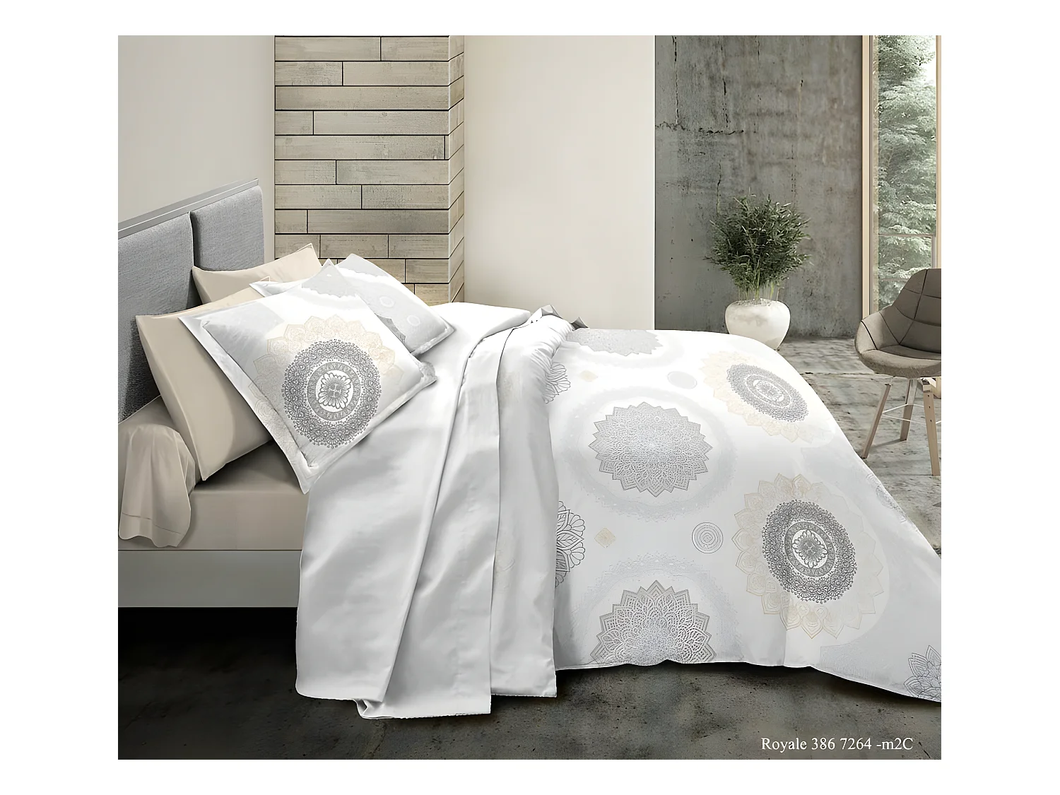 Pack complet Royale housse de couette pour lit 160 x 200 cm 100% coton / 57 fils/cm²