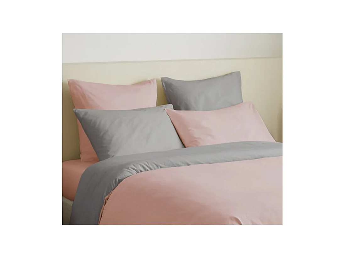 Pack complet 6 pièces Rose/Gris réversible housse de couette pour lit 140 x 190 cm