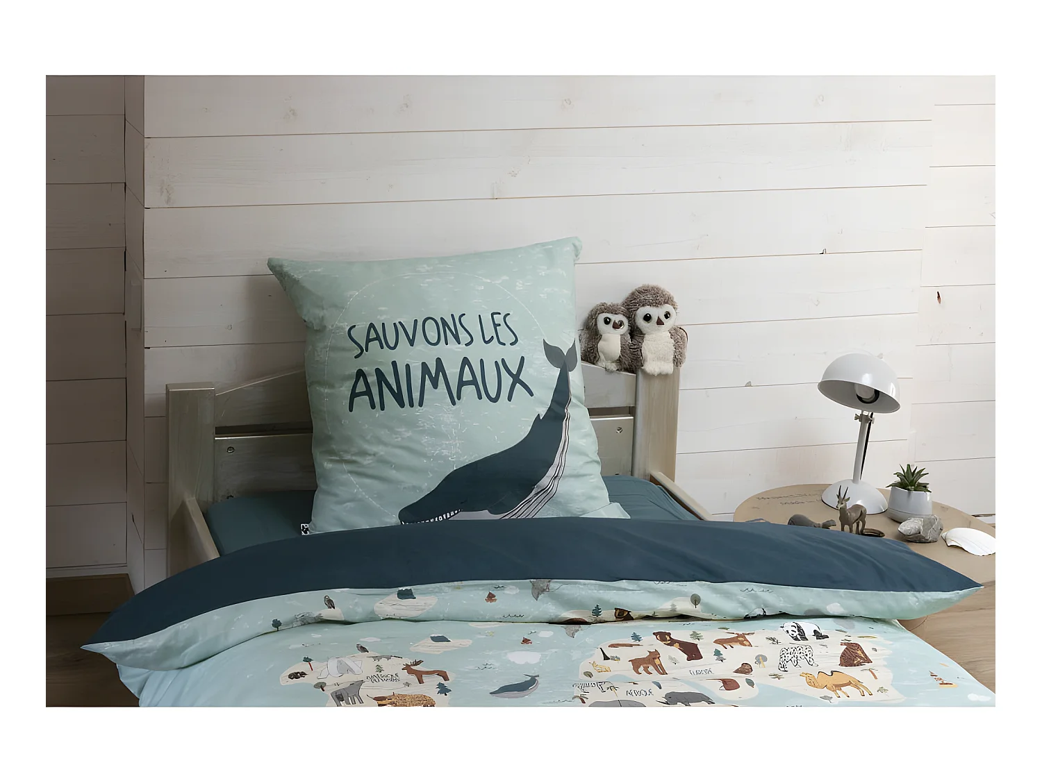 Parure de couette 140 x 200 "Minots" Réversible 100% Coton / 57 Fils/cm²