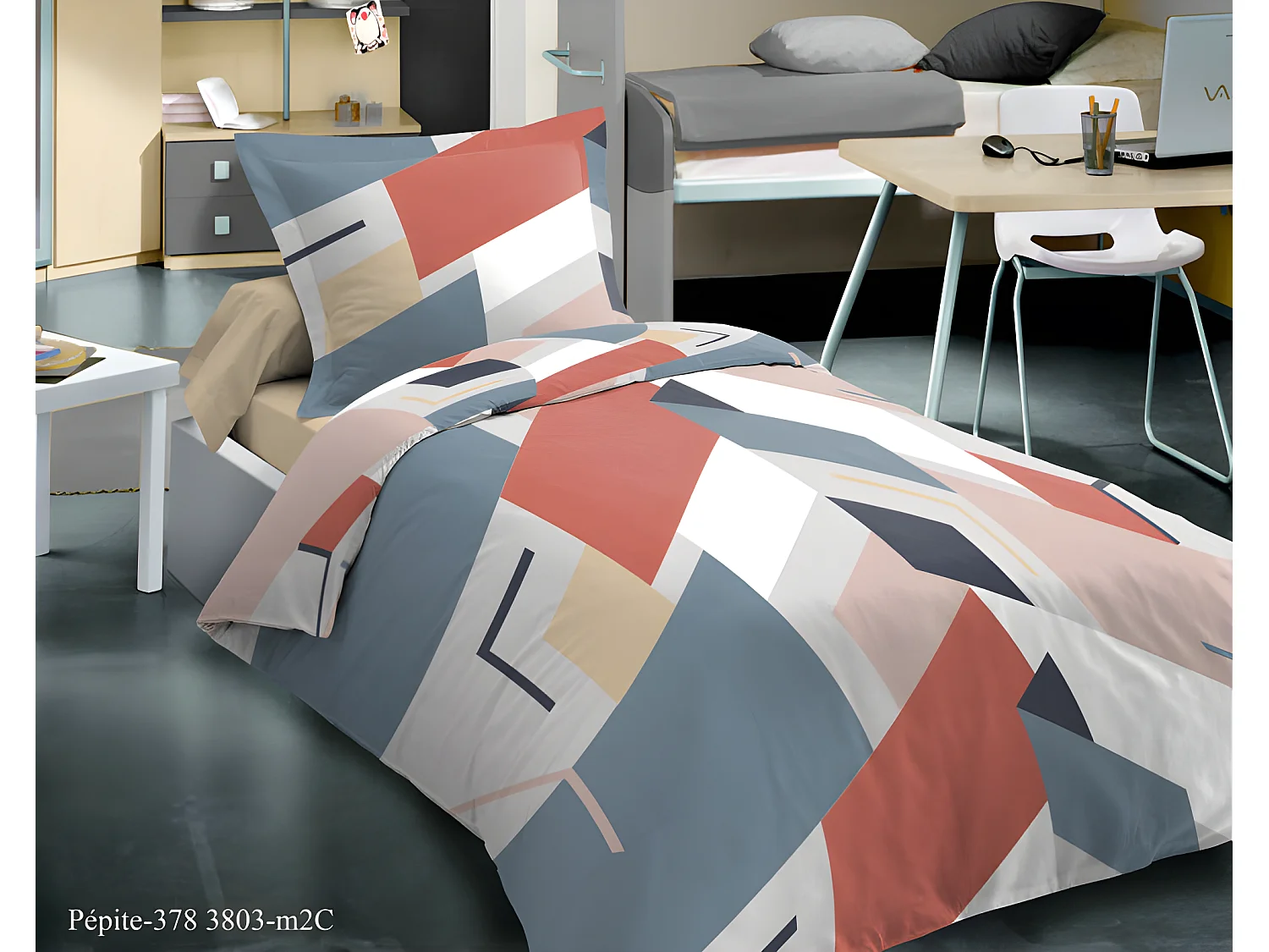 Parure de draps 3 pièces Pepite pour lit 90 x 190 cm 100% coton / 57 fils/cm²