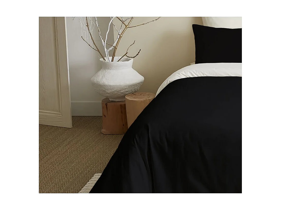 Pack complet 6 pièces Noir/Blanc réversible housse de couette pour lit 160 x 200 cm