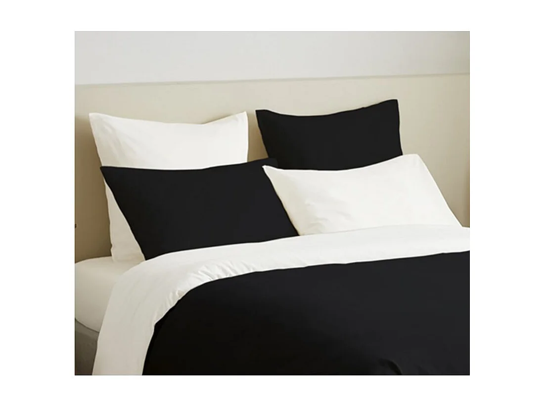 Pack complet 6 pièces Noir/Blanc réversible housse de couette pour lit 160 x 200 cm