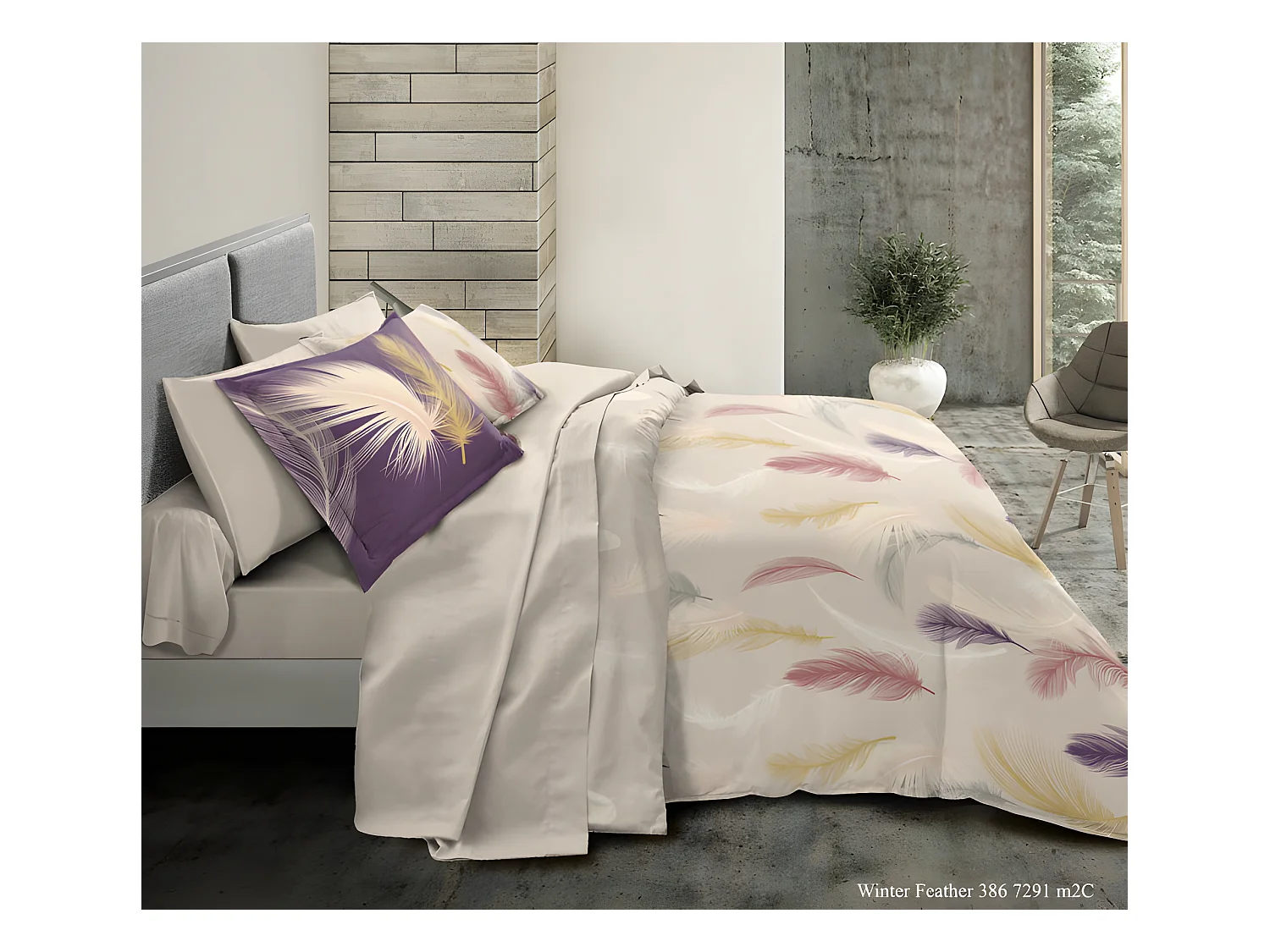 Pack complet Feather housse de couette pour lit 160 x 200 cm 100% coton / 57 fils/cm²