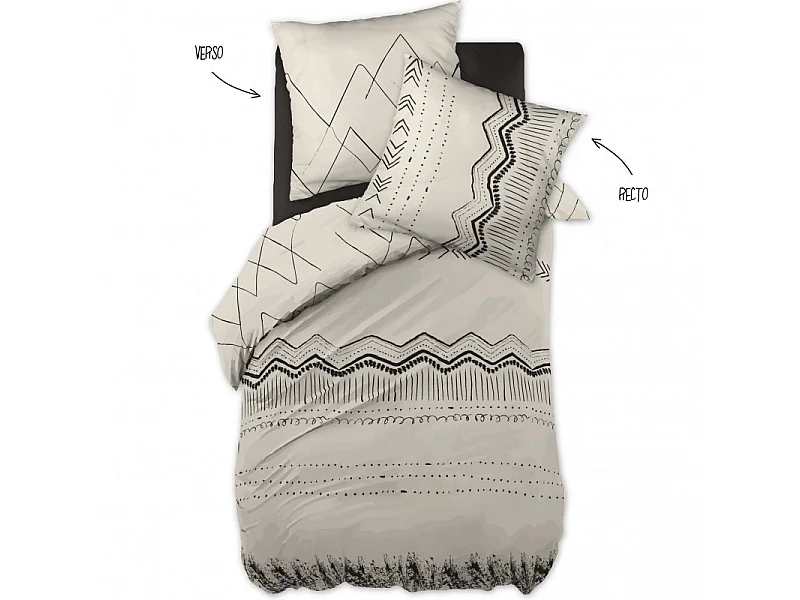 Parure de couette 140 x 200 "Minots" Réversible 100% Coton / 57 Fils/cm²