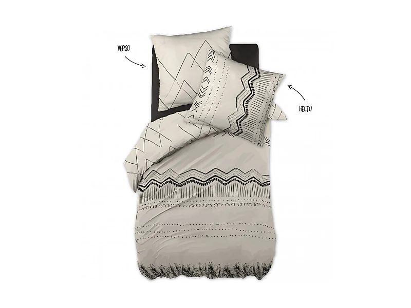 Parure de couette 140 x 200 "Minots" Réversible 100% Coton / 57 Fils/cm²