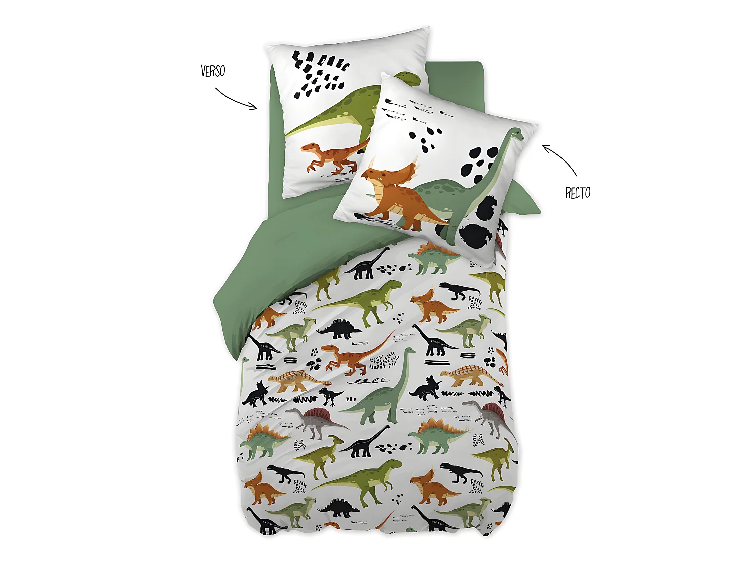 Parure de couette 140 x 200 "Minots" Réversible 100% Coton / 57 Fils/cm²