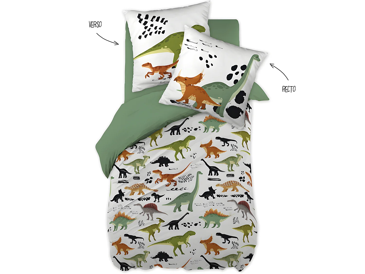 Parure de couette 140 x 200 "Minots" Réversible 100% Coton / 57 Fils/cm²