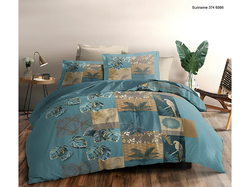 Pack complet Suriname housse de couette pour lit 160 x 200 cm 100% coton / 57 fils/cm²