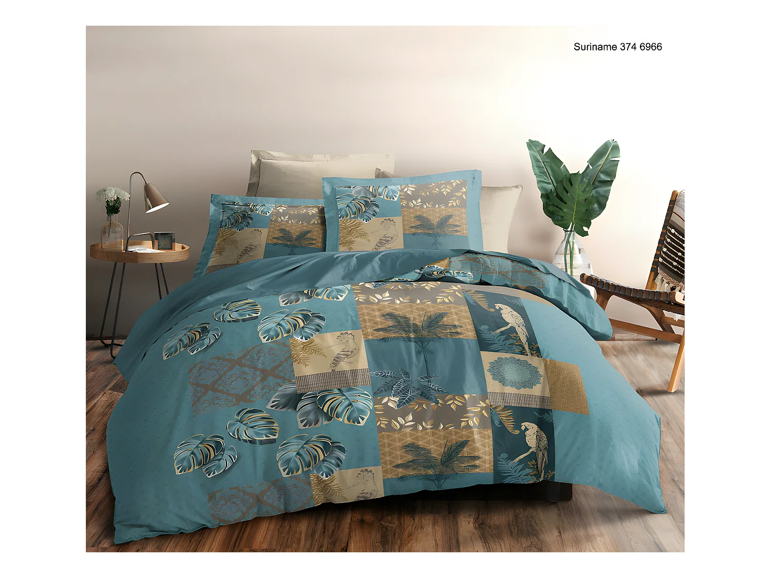 Pack complet Suriname housse de couette pour lit 160 x 200 cm 100% coton / 57 fils/cm²