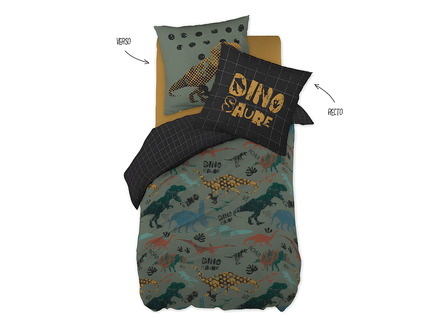 Parure de couette 140 x 200 "Minots" Réversible 100% Coton / 57 Fils/cm²