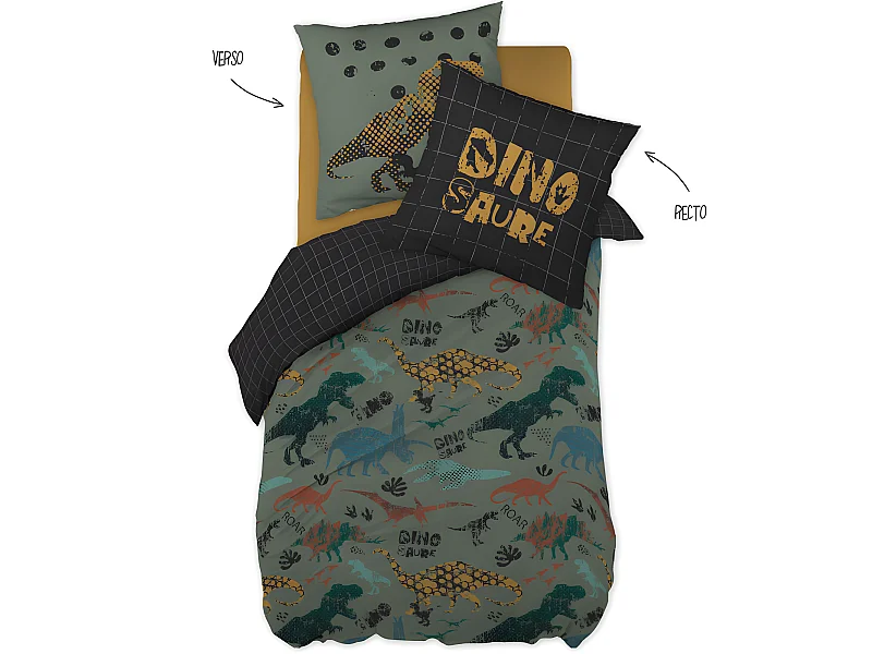 Parure de couette 140 x 200 "Minots" Réversible 100% Coton / 57 Fils/cm²