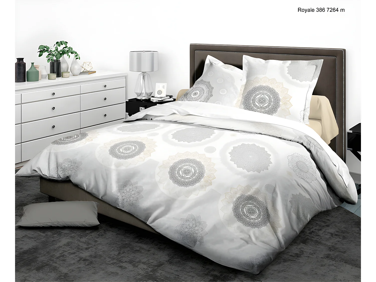 Pack complet Royale housse de couette pour lit 180 x 200 cm "King size" 100% coton / 57 fils/cm²