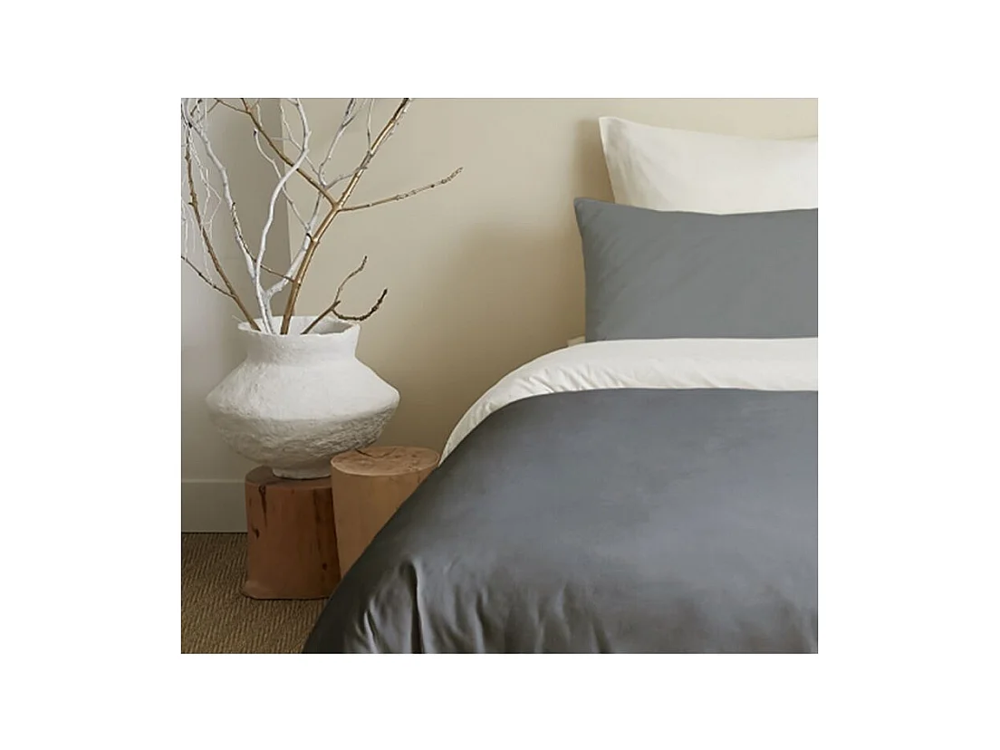 Pack complet 6 pièces Anthracite/Blanc réversible housse de couette pour lit 160 x 200 cm
