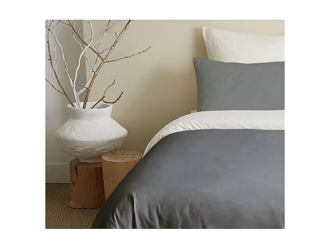 Pack complet 6 pièces Anthracite/Blanc réversible housse de couette pour lit 160 x 200 cm