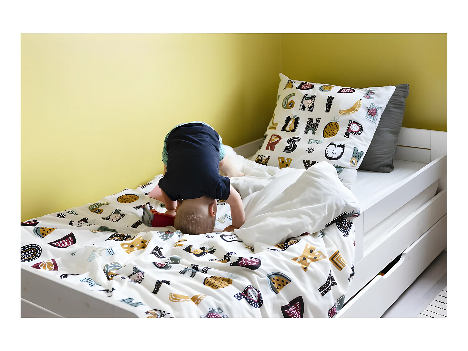 Parure de couette 140 x 200 "Minots" Réversible 100% Coton / 57 Fils/cm²