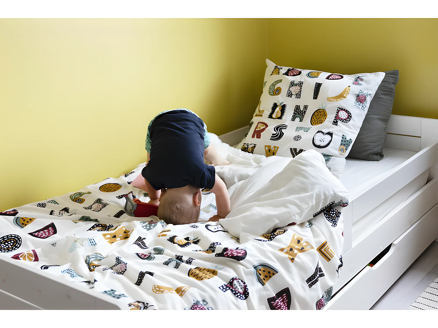 Parure de couette 140 x 200 "Minots" Réversible 100% Coton / 57 Fils/cm²