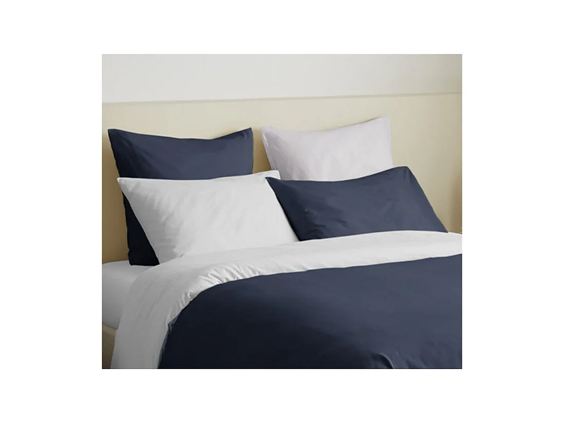 Pack complet 6 pièces Marine/Blanc réversible housse de couette pour lit 140 x 190 cm