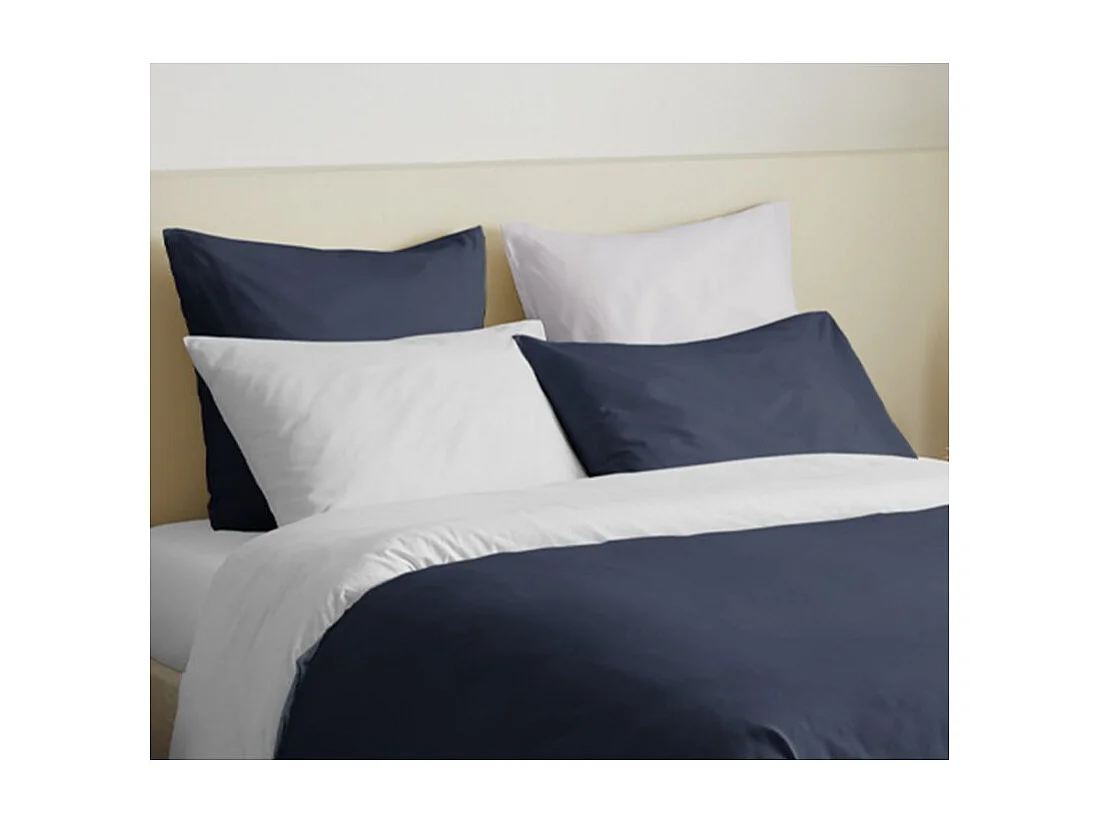 Pack complet 6 pièces Marine/Blanc réversible housse de couette pour lit 140 x 190 cm