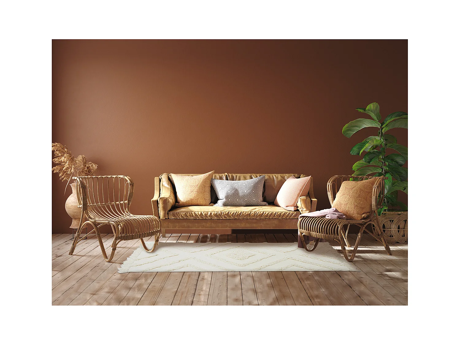 Tapis Ethnique Tufte Ecru 120x170cm Blanc