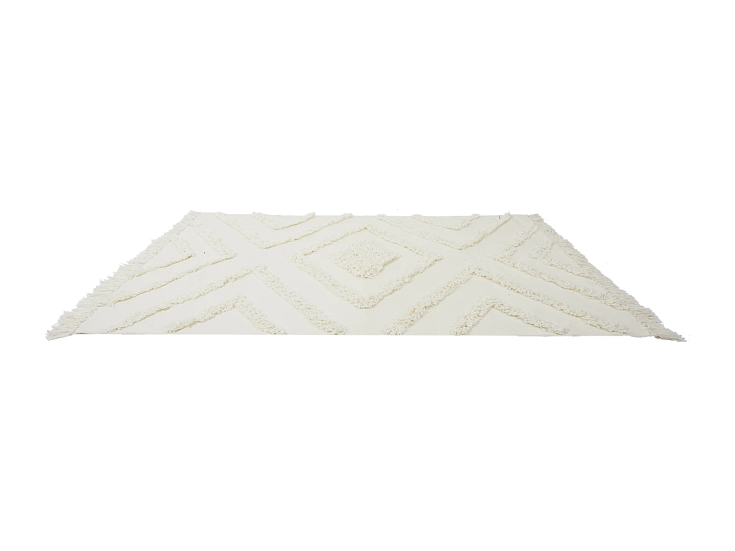 Tapis Ethnique Tufte Ecru 120x170cm Blanc