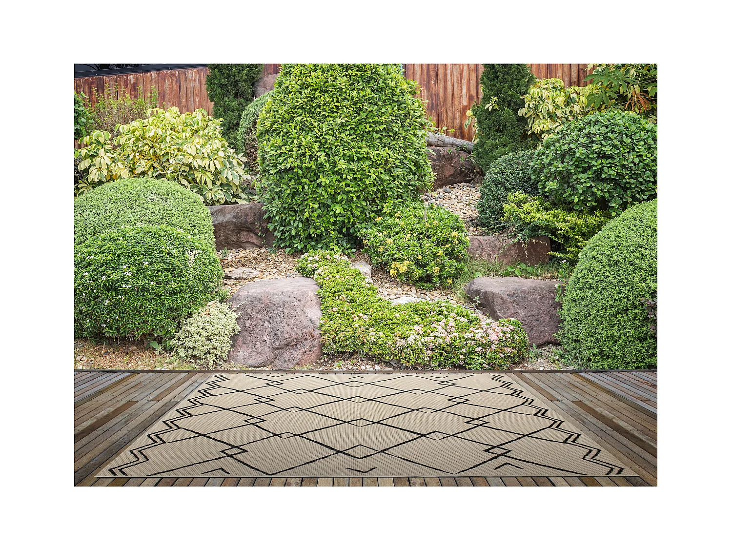 Tapis Mumbai Jute 150x200cm Marron, Noir