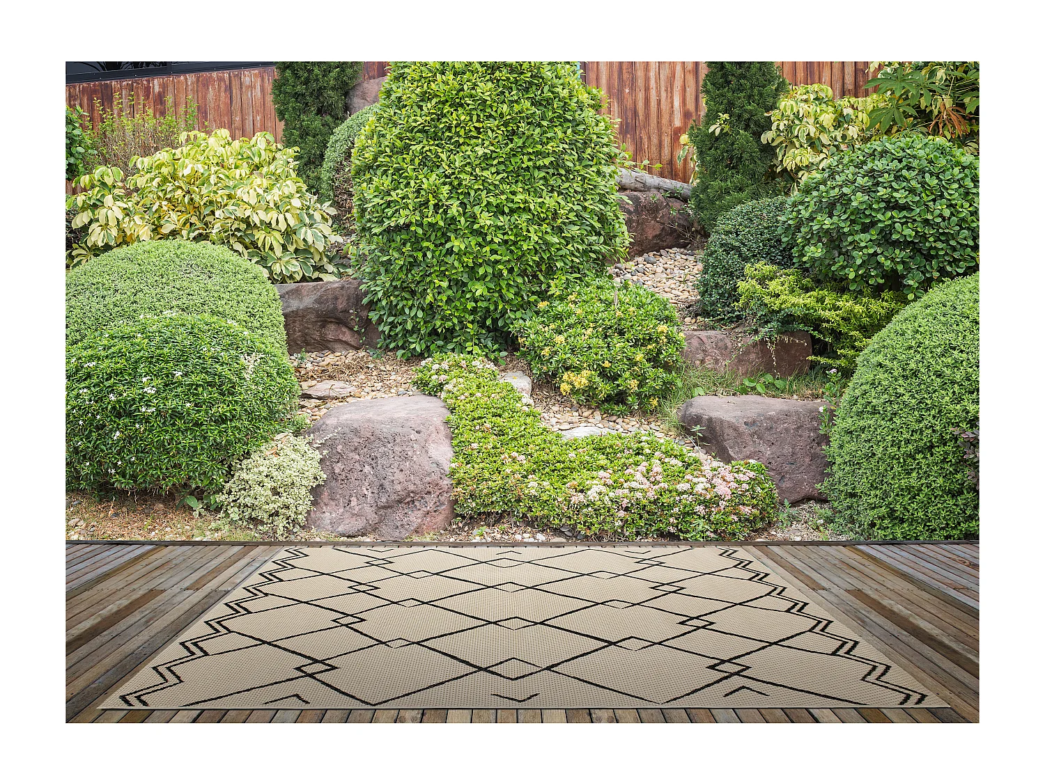 Tapis Mumbai Jute 150x200cm Marron, Noir