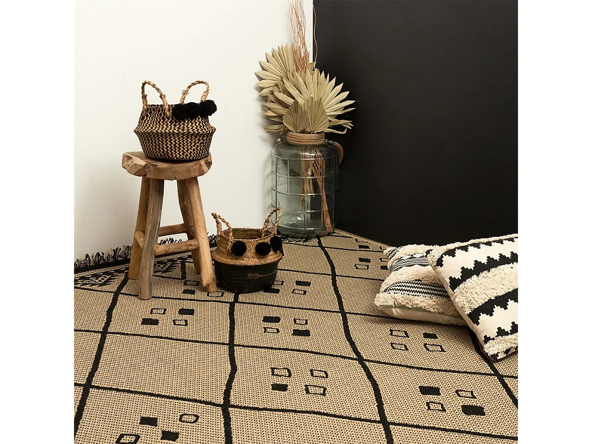 Tapis Mumbai Jute 150x200cm Marron, Noir