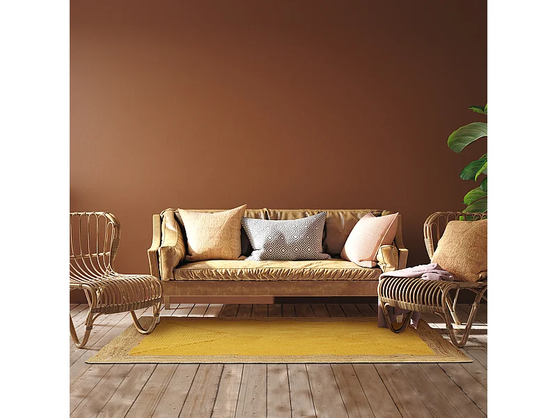 Tapis Jute Coton Moutarde 120x170cm Multicolore