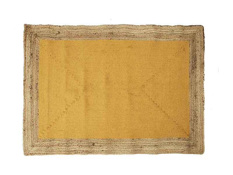 Tapis Jute Coton Moutarde 120x170cm Multicolore