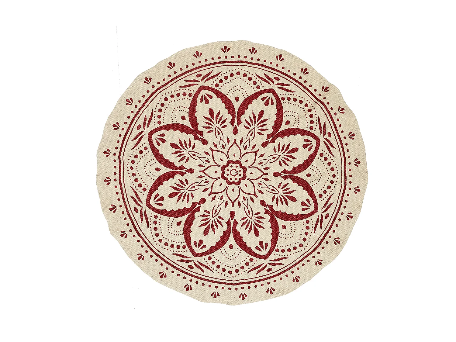 Tapis Rond Imprime Mandala Terracotta 120cm Rouge, Marron