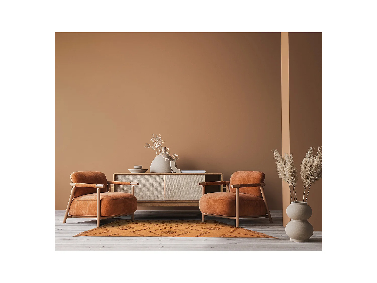 Tapis Ethinique Tufte Terracotta 120x170cm Orange