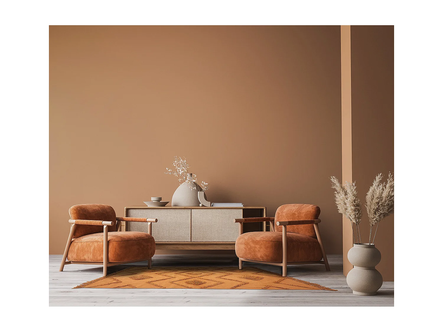 Tapis Ethinique Tufte Terracotta 120x170cm Orange