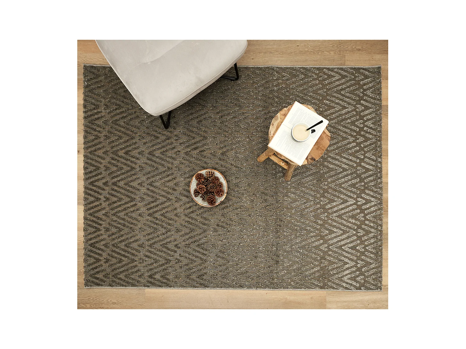 Tapis Nairobi Relief 150x200cm Blanc, Noir