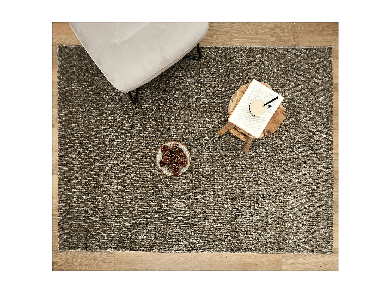 Tapis Nairobi Relief 150x200cm Blanc, Noir