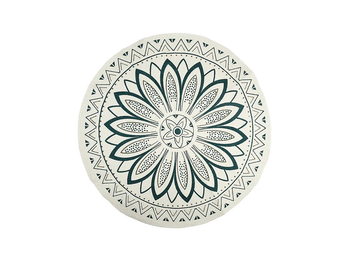 Tapis Rond Imprimé "Mandala" 90cm Blanc