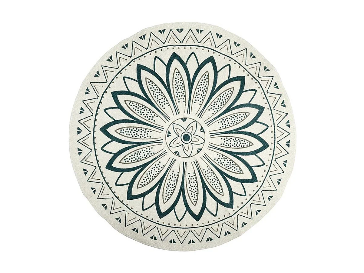 Tapis Rond Imprimé "Mandala" 90cm Blanc