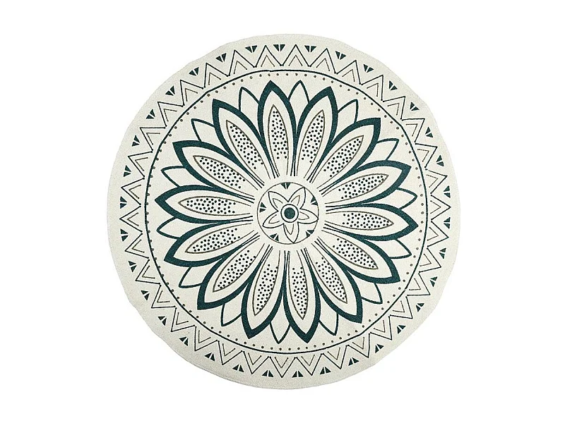 Tapis Rond Imprimé "Mandala" 90cm Blanc