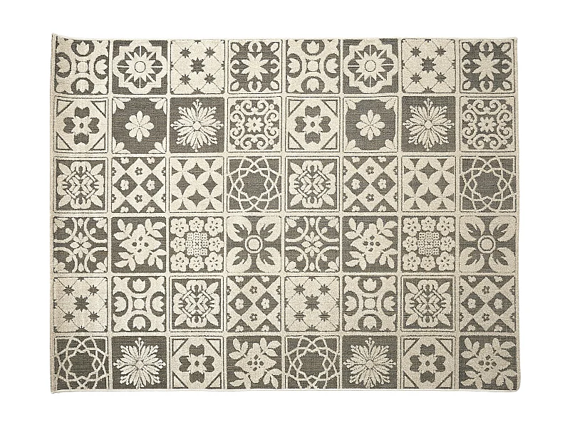 Tapis Lisbonne Relief 150x200cm Blanc, Noir